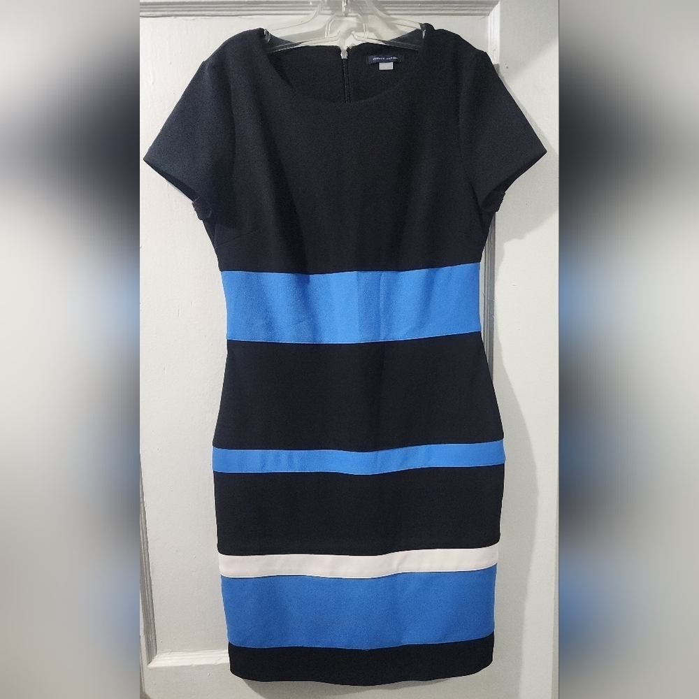 Tommy Hilfiger Royal Blue & Black Colorblock Sheath Dress size 8